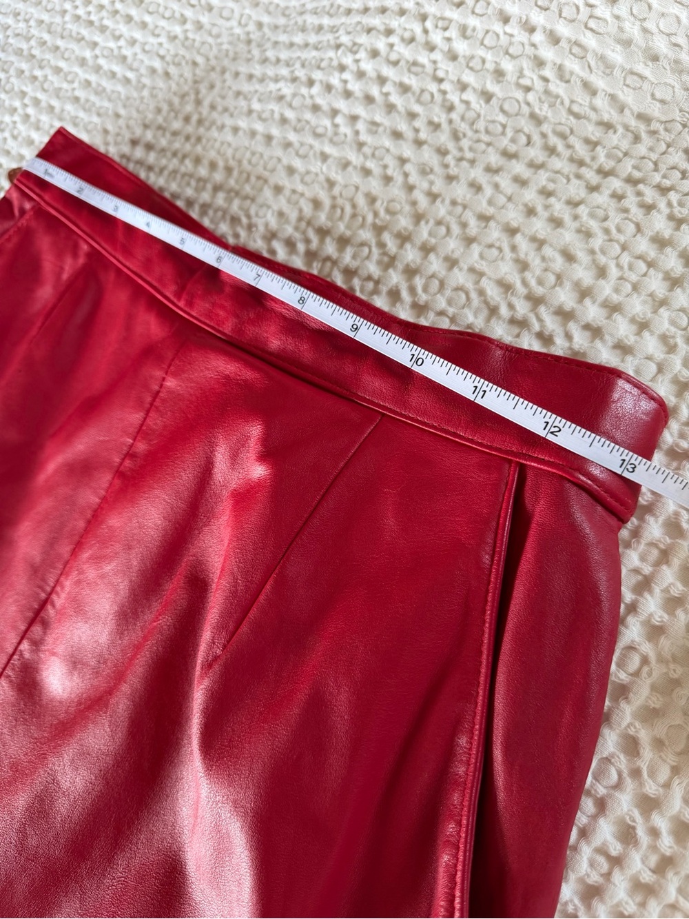 Vintage Investments Red Leather Skirt Size 8 Fits Modern XS 0 2 - Picture 8 of 16